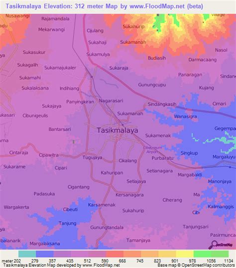 Elevation of Tasikmalaya,Indonesia Elevation Map, Topography, Contour
