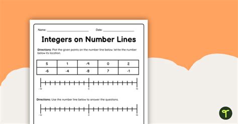 Integers on Number Lines - Worksheet | Teach Starter