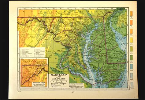 Maryland Map Maryland Topographic Map Colorful Delaware Gift | Etsy