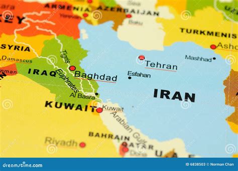 Iran And Iraq On Map Stock Photos - Image: 6838503