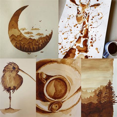 Trying to paint with coffee. The first few pieces were horrible, but I ...