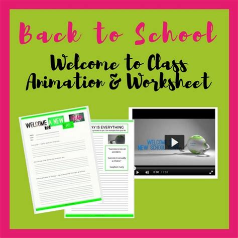 "Welcome to Class" Animation & Worksheet - For Back to School, First Day