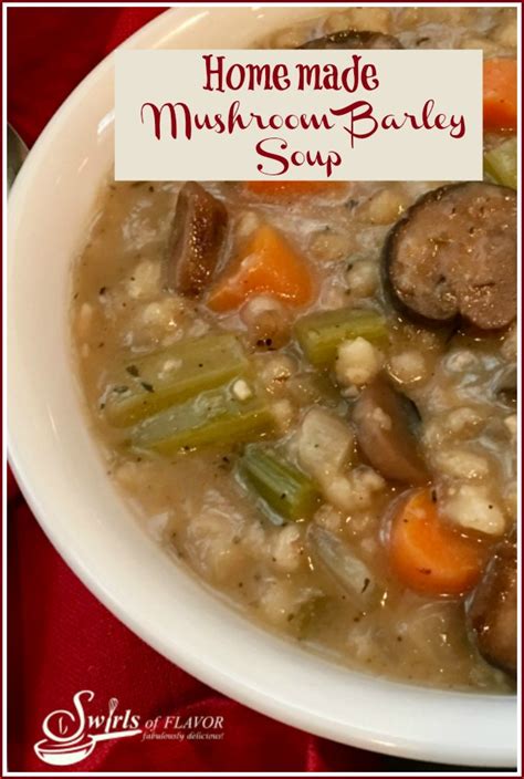 Slow Cooker Mushroom Barley Soup - Swirls of Flavor