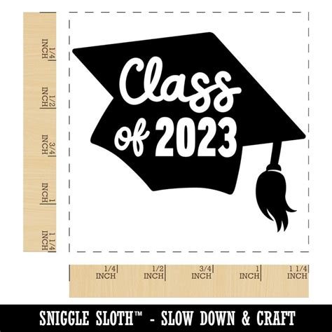 Class of 2023 Written on Graduation Cap Square Rubber Stamp | Etsy