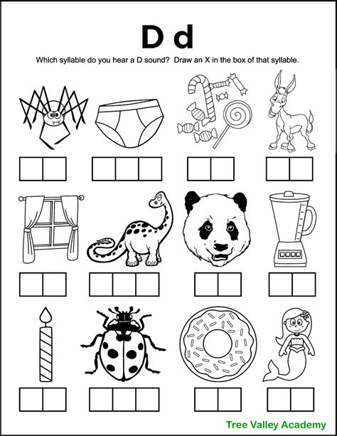 Letter D Sound Worksheets - Tree Valley Academy