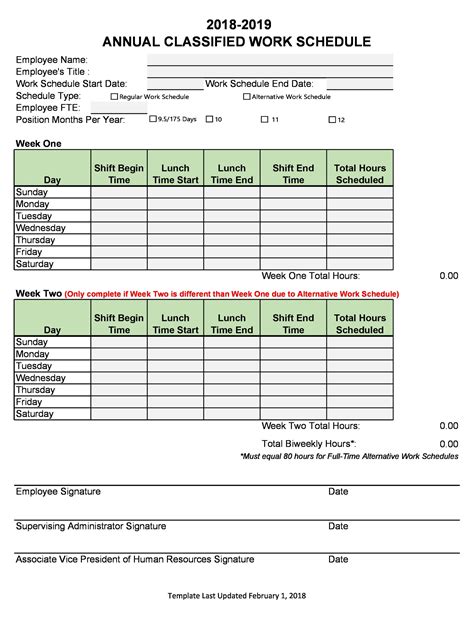 First Day Of Work Schedule Template - Printable Form, Templates and Letter