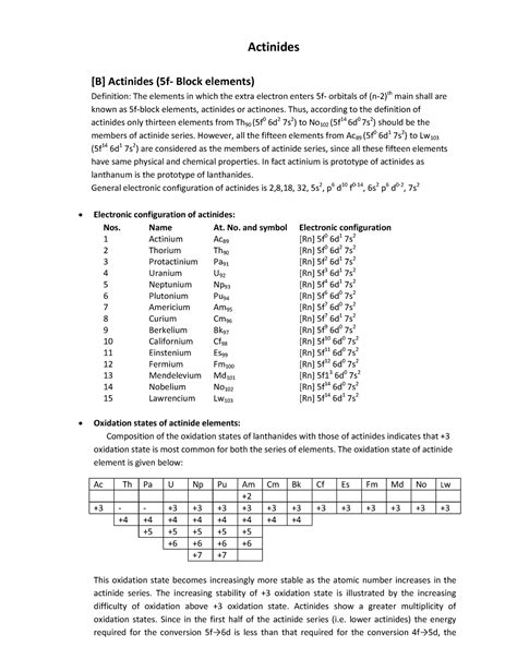 Actinides - chemistry - StuDocu