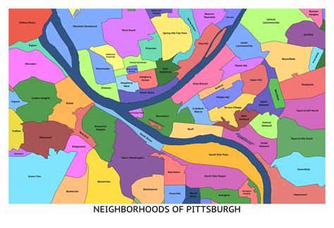 Barrios de Pittsburgh PA Mapa Pittsburgh Map Company - Etsy España