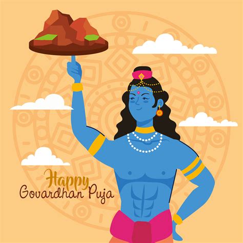 govardhan puja postcard 5177198 Vector Art at Vecteezy