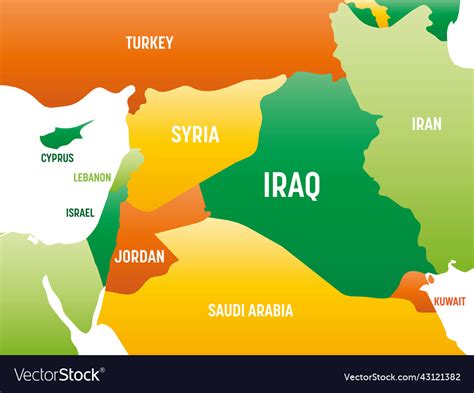 Middle east detailed political map with lables Vector Image