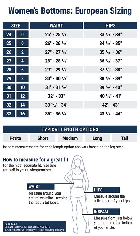 Jean Size Comparison Chart