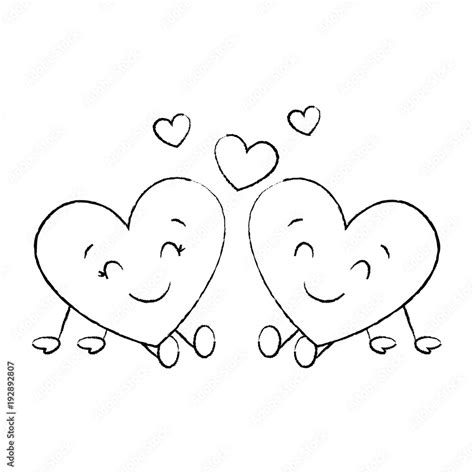 cute hearts couple sitting cartoon love relationship vector ...