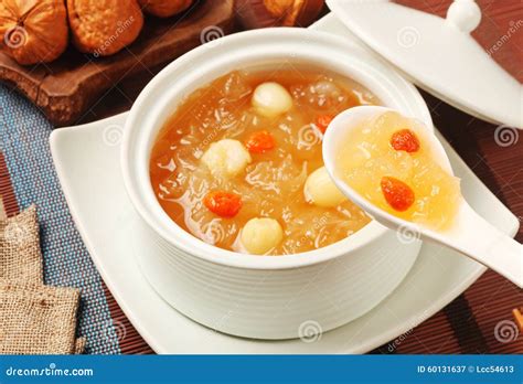 Sweet White Fungus and Lotus Seeds Soup Stock Image - Image of seed ...