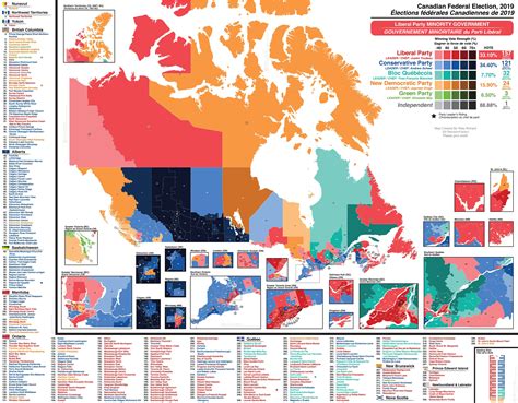 Map of the results of the 2019 Canadian Federal Election [6153 × 4799 ...