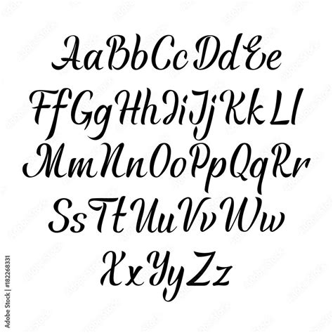 Handwritten vector aphabet. Hand drawn lettering font. Brush script ...