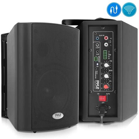 Pyle Bluetooth Wall Mount Speaker System, Active Powered Wall Mount ...