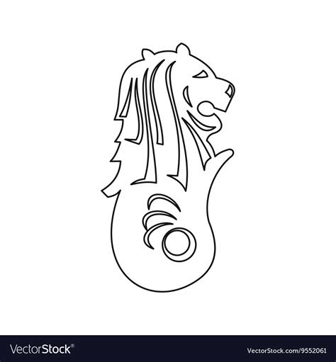 Merlion statue singapore icon outline style Vector Image