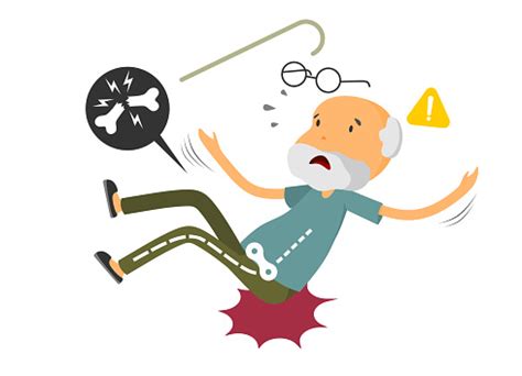 Old Man Falling Down And Get Bone Fracture Cartoon Character Stock ...