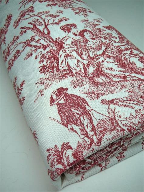 Red Toile Fabric 1 YD Waverly Rustic Life French Country 1 Yard French ...