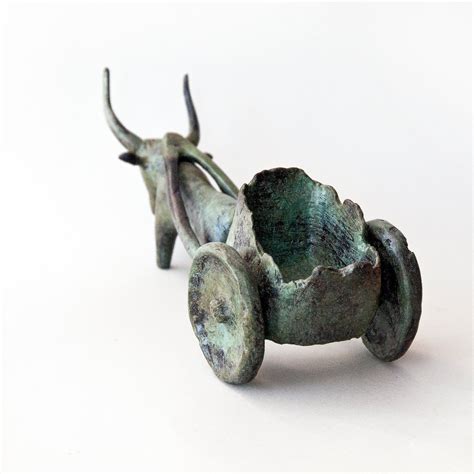 Ox Yoked in Pulling a Cart Bronze Metal Art Sculpture