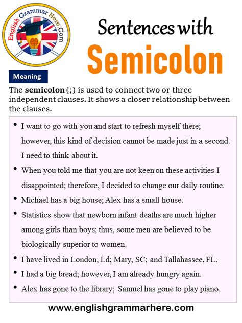 Sentences with Semicolons, How to Use Semicolons in a Sentence and ...