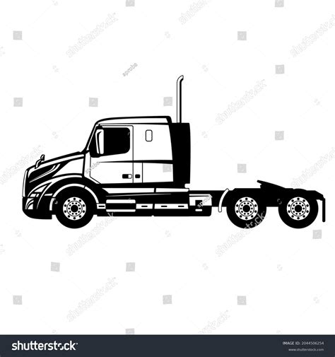 Semi Truck Side View Lining Draw Stock Vector (Royalty Free) 2044506254 ...