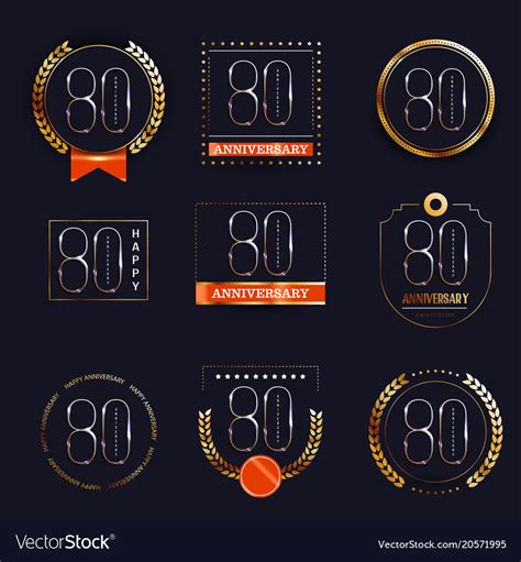 80 years anniversary logo set Royalty Free Vector Image