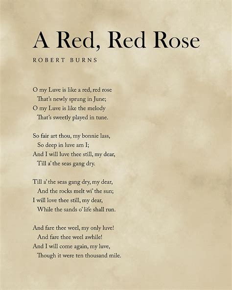 A Red, Red Rose - Robert Burns Poem - Literature - Typewriter Print 2 ...