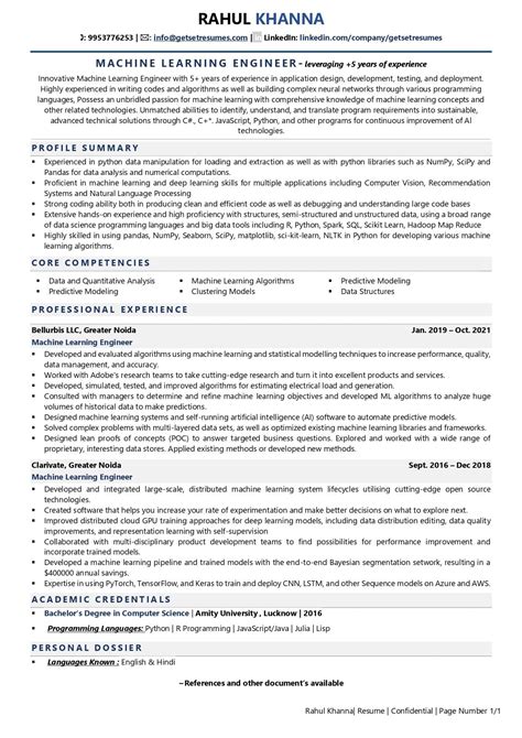 Machine Learning Engineer Resume Examples & Template (with job winning ...