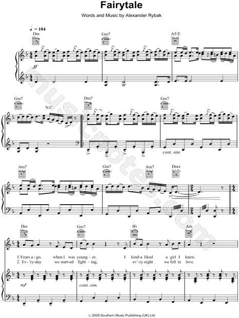 Print and download Fairytale sheet music by Alexander Rybak. Sheet ...