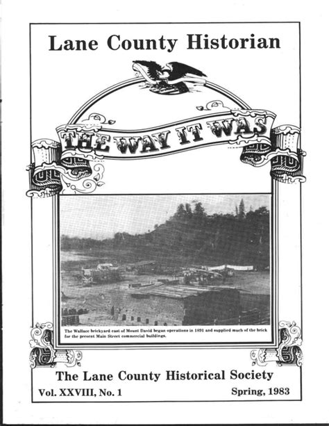 Lane County Historian The Lane County Historical Society