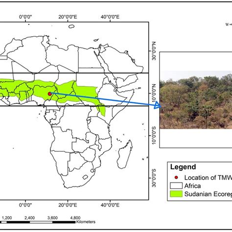 Location of TMW on the west African map within the Sudanian savannah ...