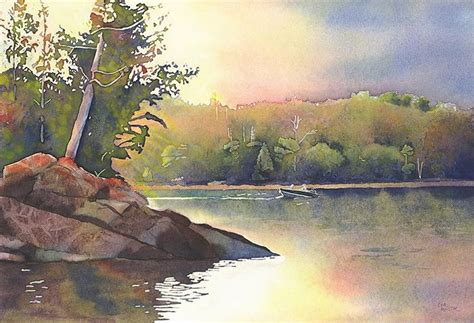 Lake Landscape Painting Print Lake Scene Watercolor Lake - Etsy Canada ...