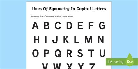 Lines Of Symmetry In Capital Letters Worksheet - Twinkl