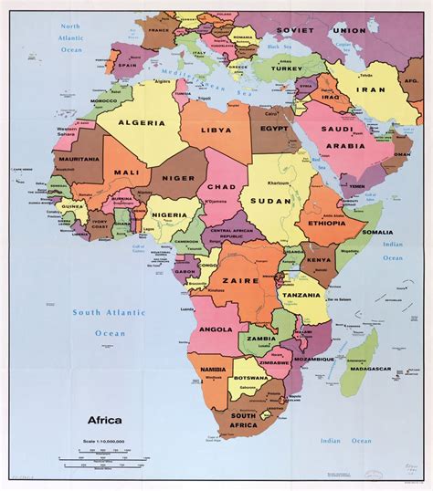 Large scale detail political map of Africa with the marks of capital ...