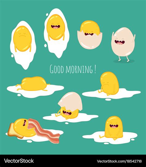 Funny Breakfast Cartoon Character Set Royalty Free Vector – NBKomputer