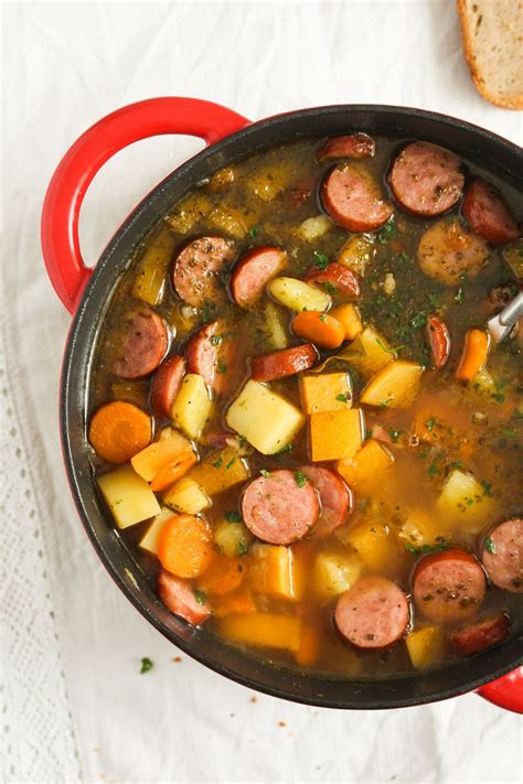 A hearty swede soup with carrots, potatoes, and sausages. Also known as ...