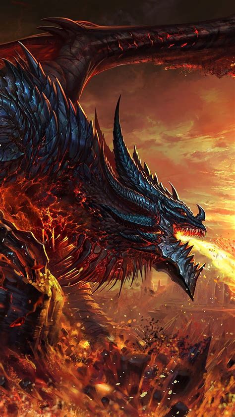 Dragon, Fire Breath, Fantasy iPhone 10, 7, 6s, 6 - Dragon Portrait ...