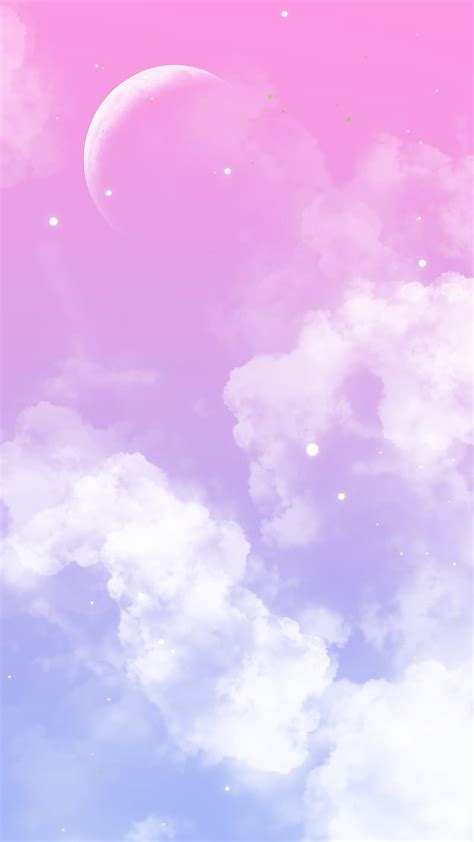 Pink skyland, cloud, cozy, moon, pastel, planet, purple, sky, space, HD ...