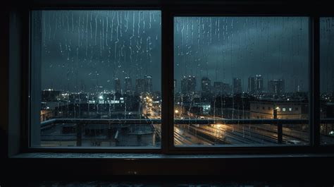 Rainy city view from the window. Night cityscape background. 24678495 ...