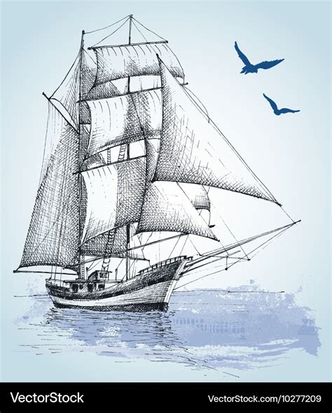 Sailboat Drawing Nautical Pencil Sketch Boat Print Original ...