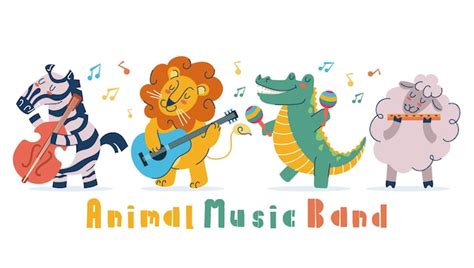 Premium Vector | Animal music cartoon jazz instrument band concert ...