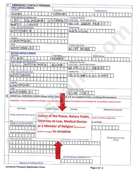 Jamaican Passport Application Form Information Sheet Www ...