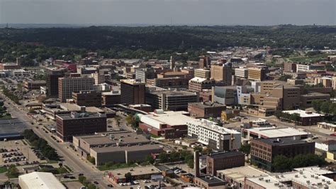 5.7K stock footage aerial video office buildings around convention ...