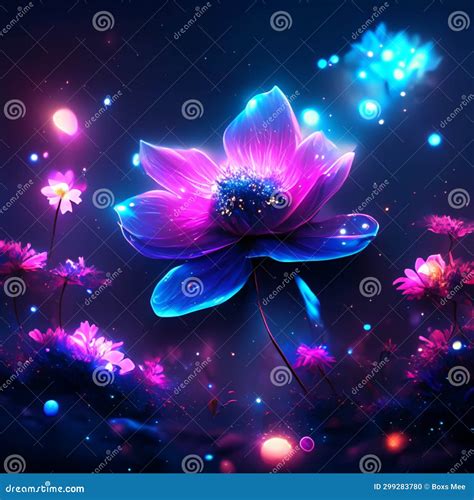 Beautiful Flower on the Background of the Night Sky. Vector ...