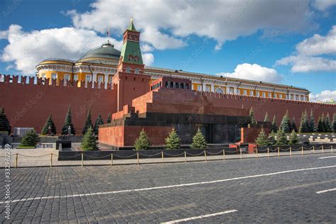 Lenin's Mausoleum, also known as Lenin's Tomb, situated in Red Square ...