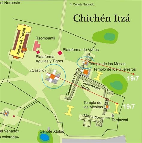 El Castillo Chichen Itza Map