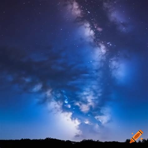 Blue clouds in a night sky on Craiyon