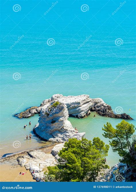 Vieste, Puglia, Italy: Pizzomunno Beach Castle Beach Editorial Photo ...