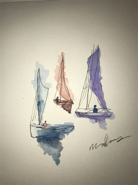 Simple sailboat watercolor painting | Watercolor pencil art, Watercolor ...